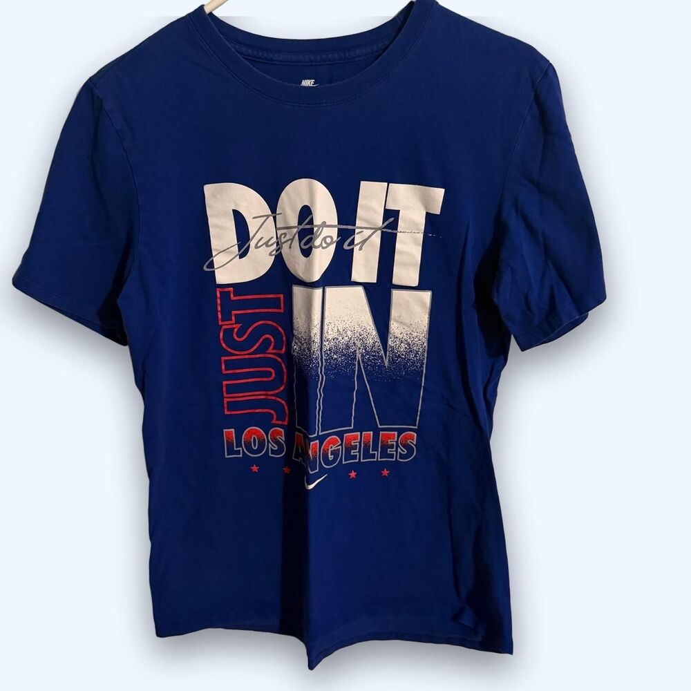 Nike Graphic Tee Men Size Medium Royal Blue Los Angeles Athletic Cut Shirt